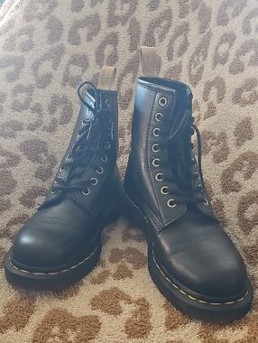 Dr. Martens VEGAN Black Lace-Up Ankle Boots with Silver Eyelets